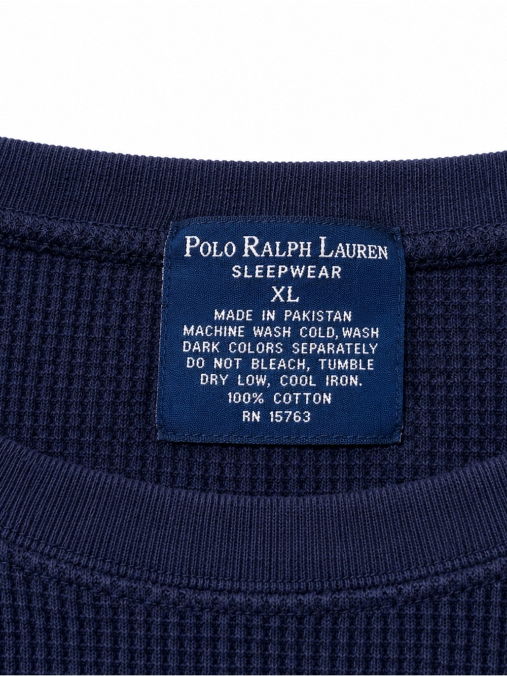 Polo by Ralph Lauren Navy Long-Sleeve Waffle Crew with Red Pony - Picture 2 of 2